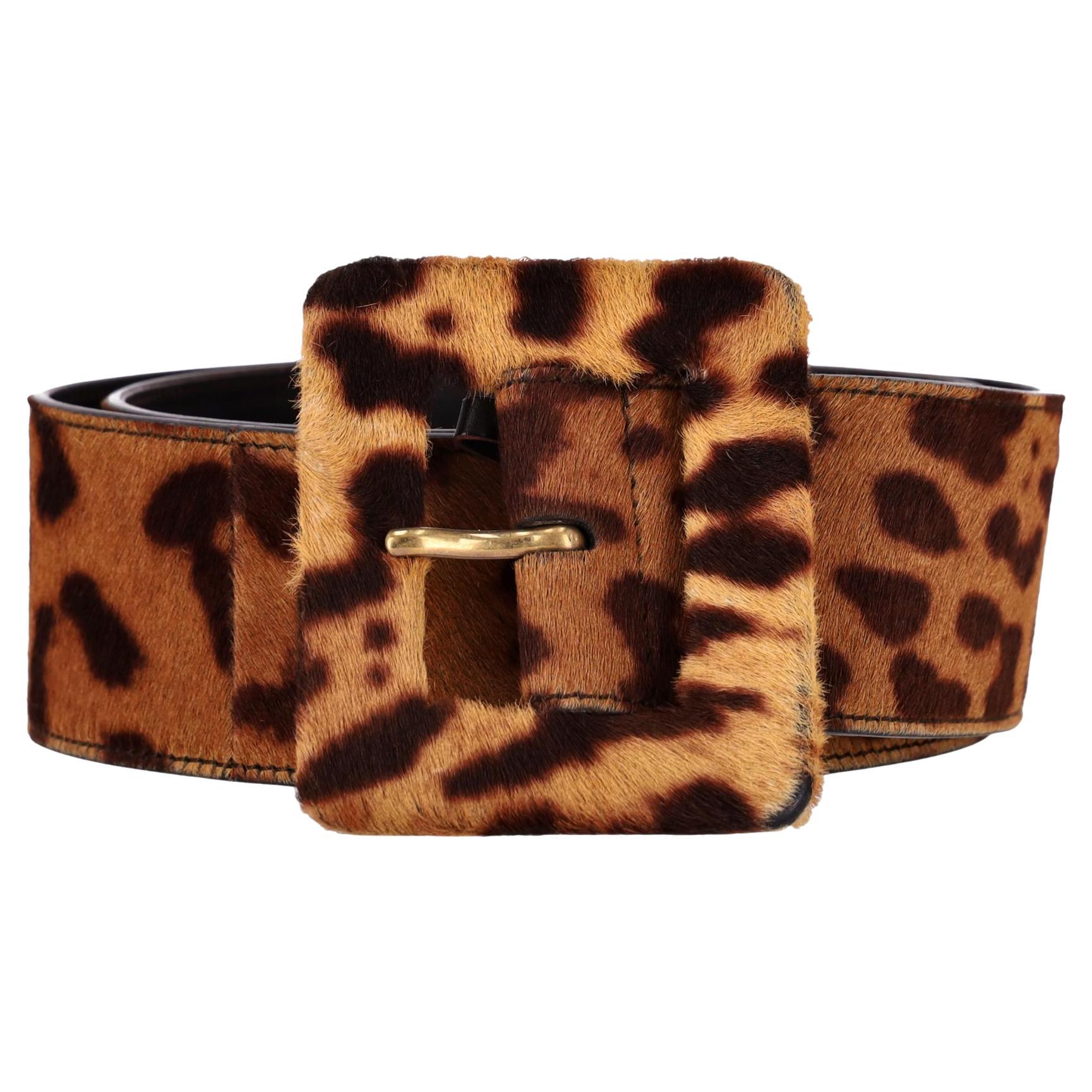 Saint Laurent Pony Hair Leopard Print Belt
