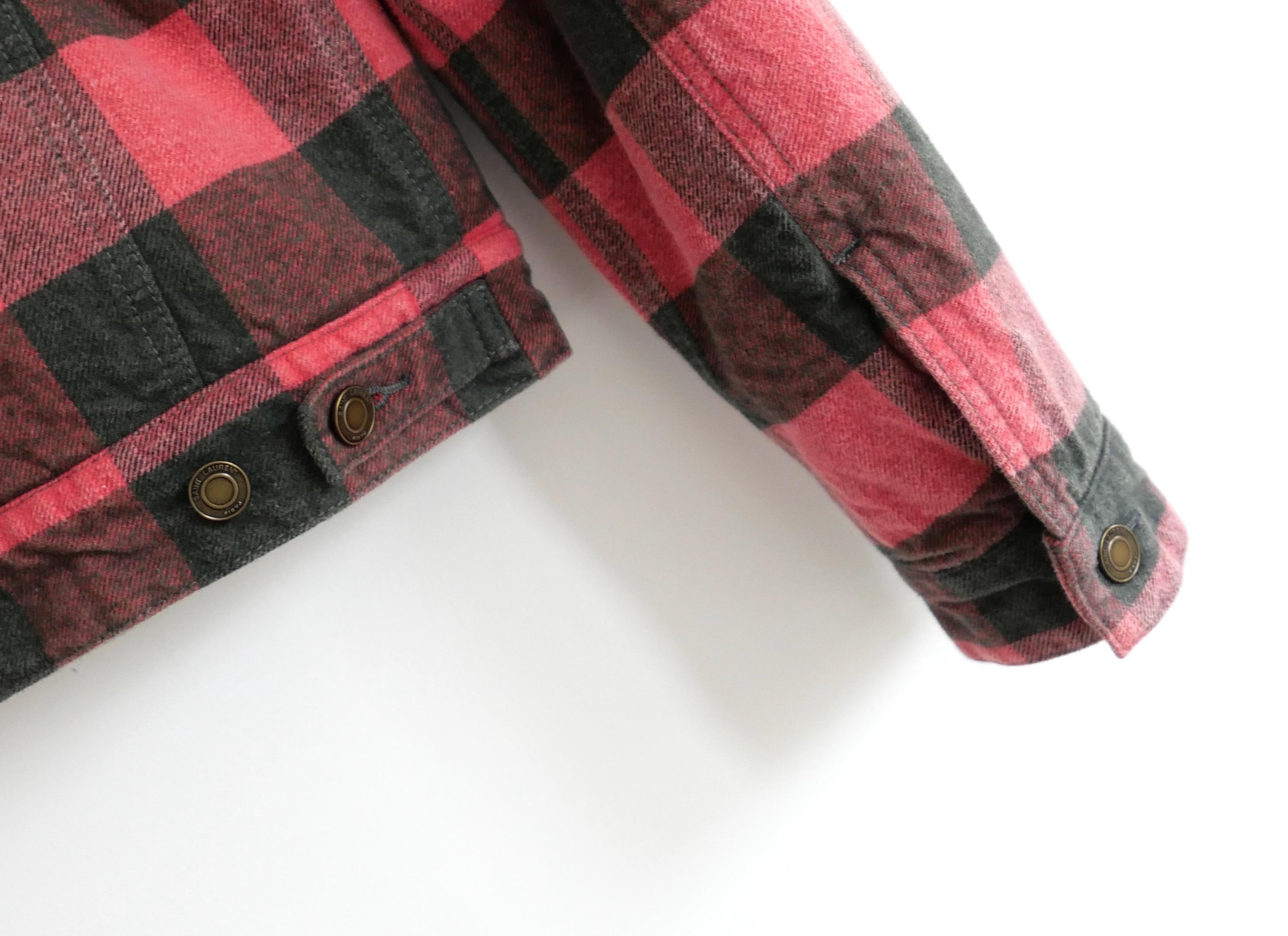 Men's Saint Laurent Pre-Fall 2020 Menswear Plaid & Faux Shearling Jacket