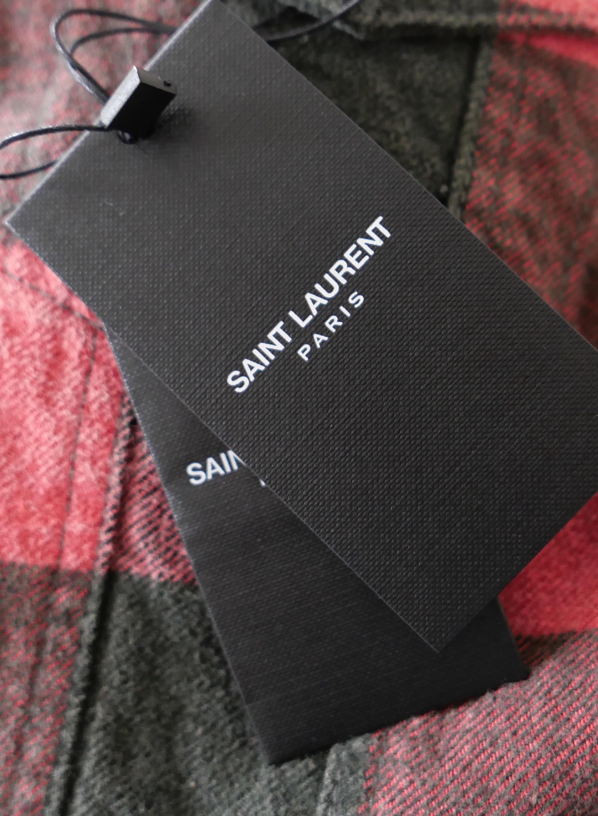 Saint Laurent Pre-Fall 2020 Menswear Plaid & Faux Shearling Jacket 4