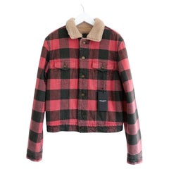 Saint Laurent Pre-Fall 2020 Menswear Plaid & Faux Shearling Jacket