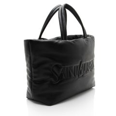 Saint Laurent Puffed Leather Logo Shopping Tote