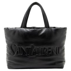 Saint Laurent Puffed Leather Logo Shopping Tote