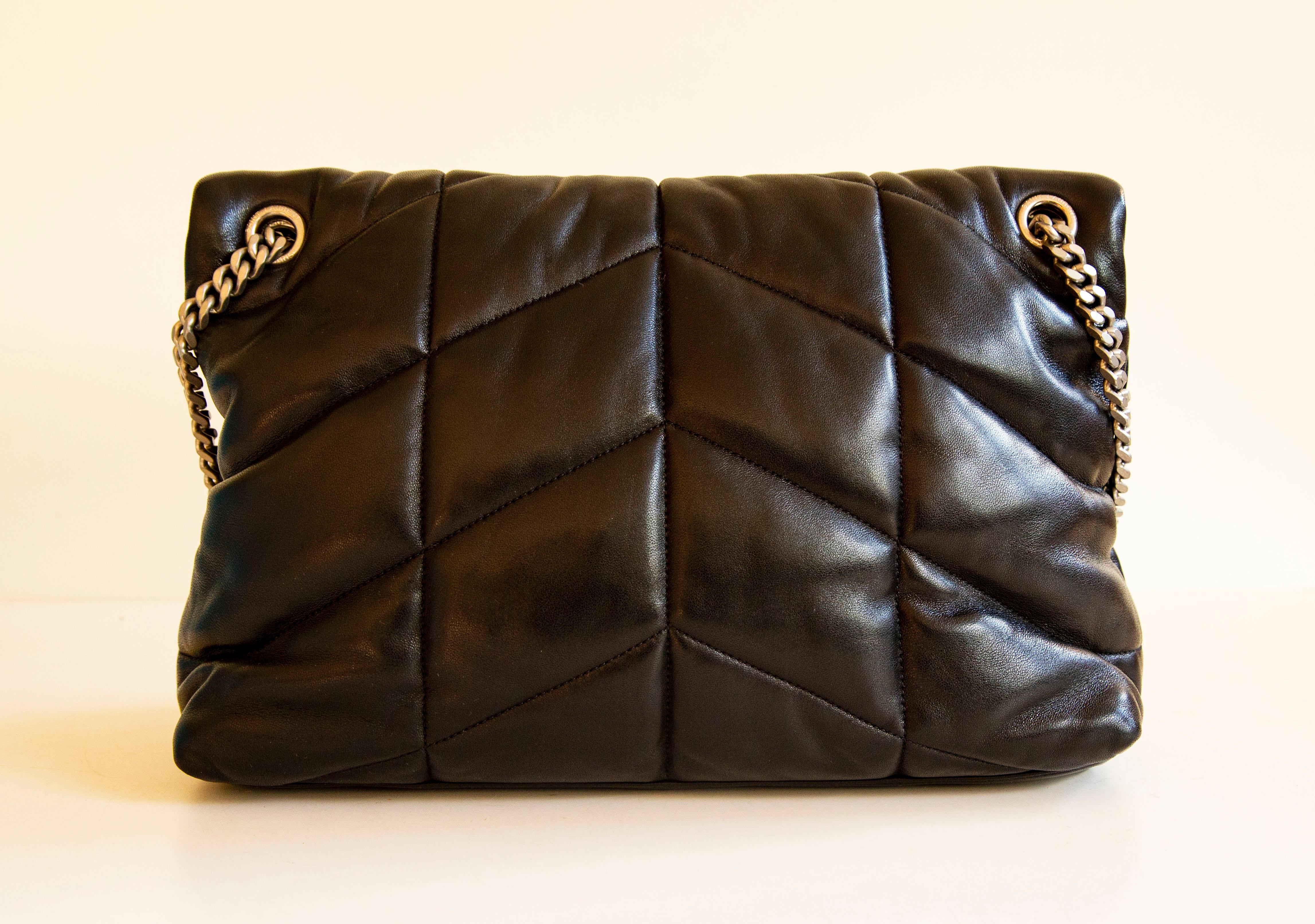 Saint Laurent Puffer Medium Shoulder Bag in Black Leather  In Excellent Condition In Arnhem, NL