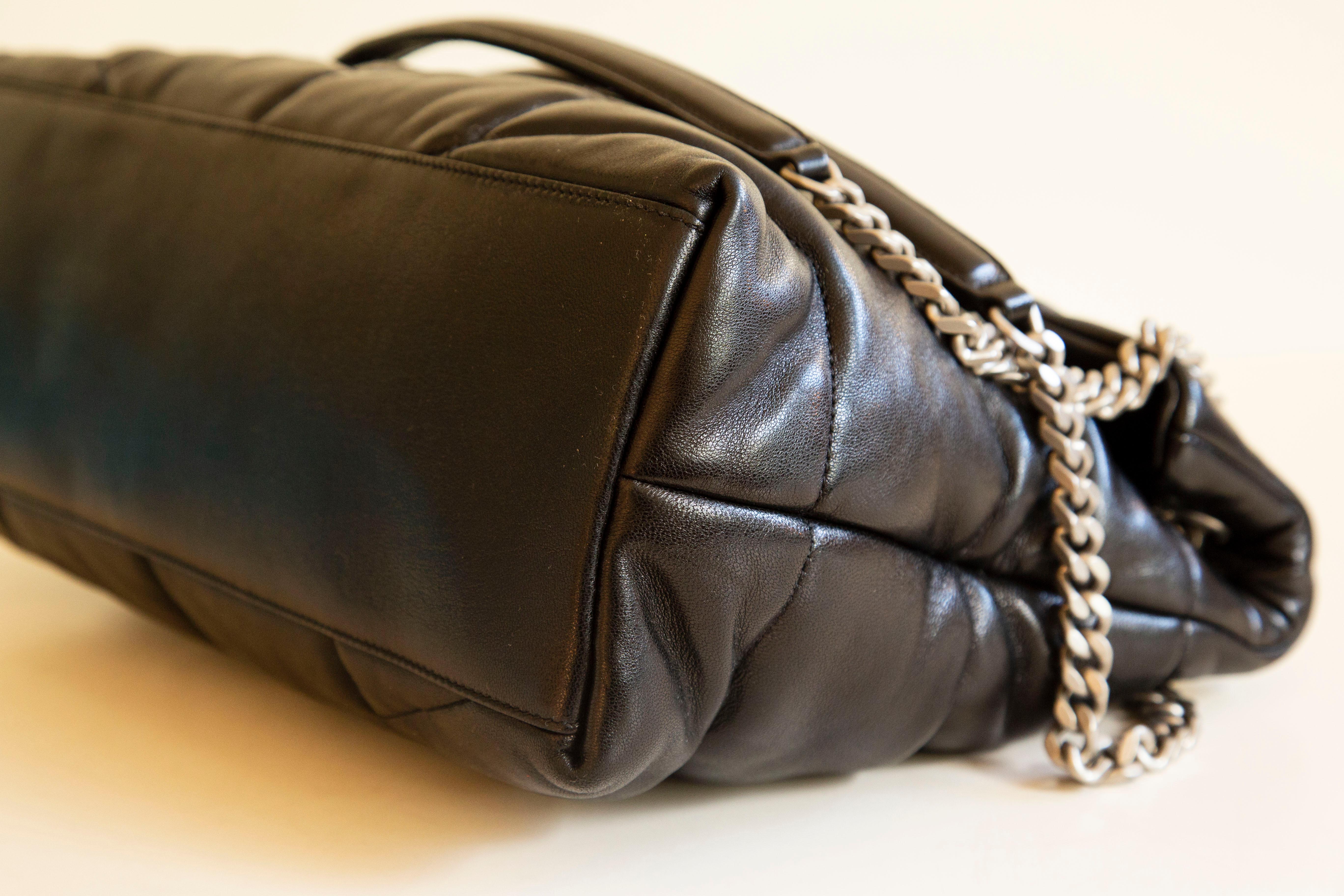Saint Laurent Puffer Medium Shoulder Bag in Black Leather  1