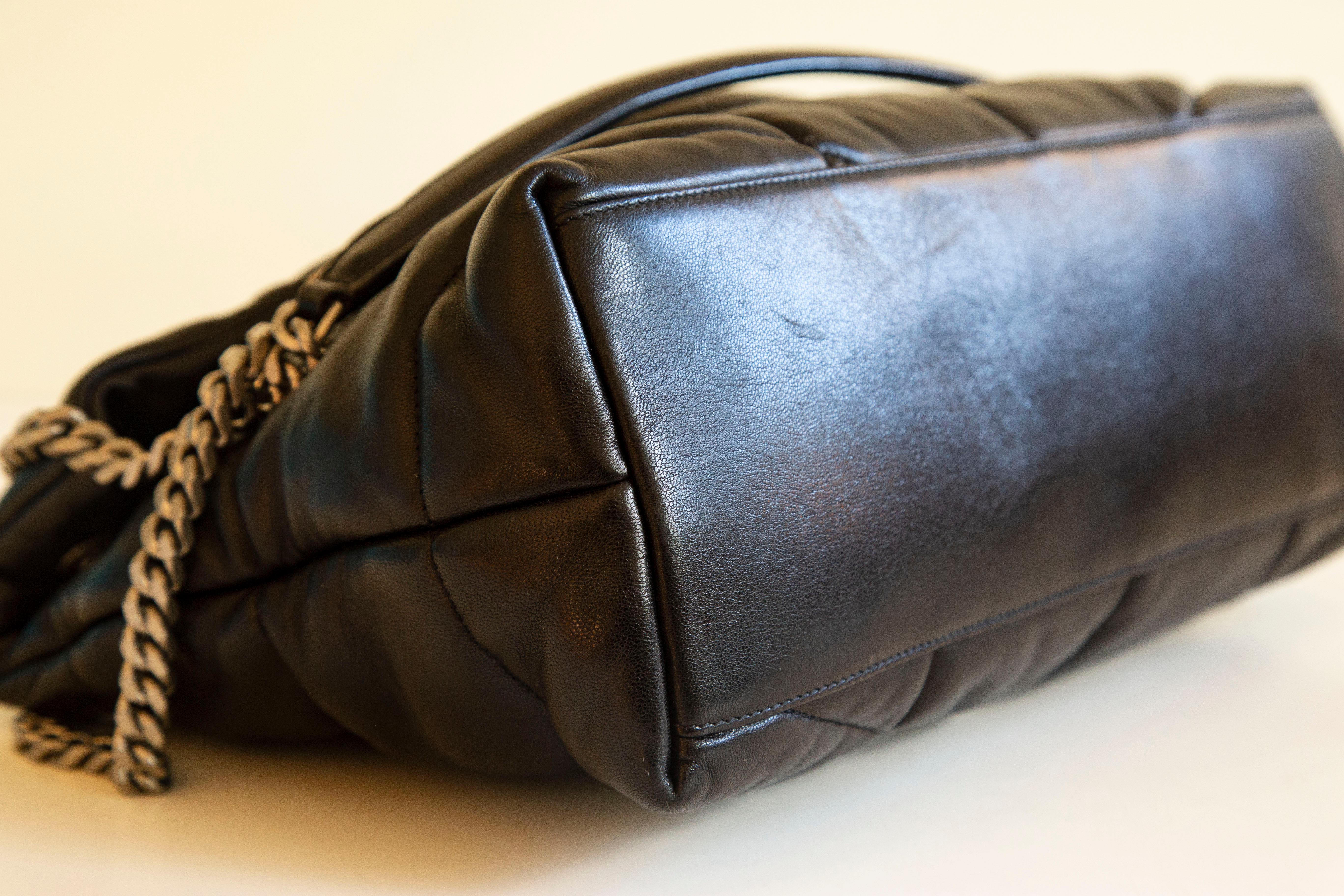 Saint Laurent Puffer Medium Shoulder Bag in Black Leather  2
