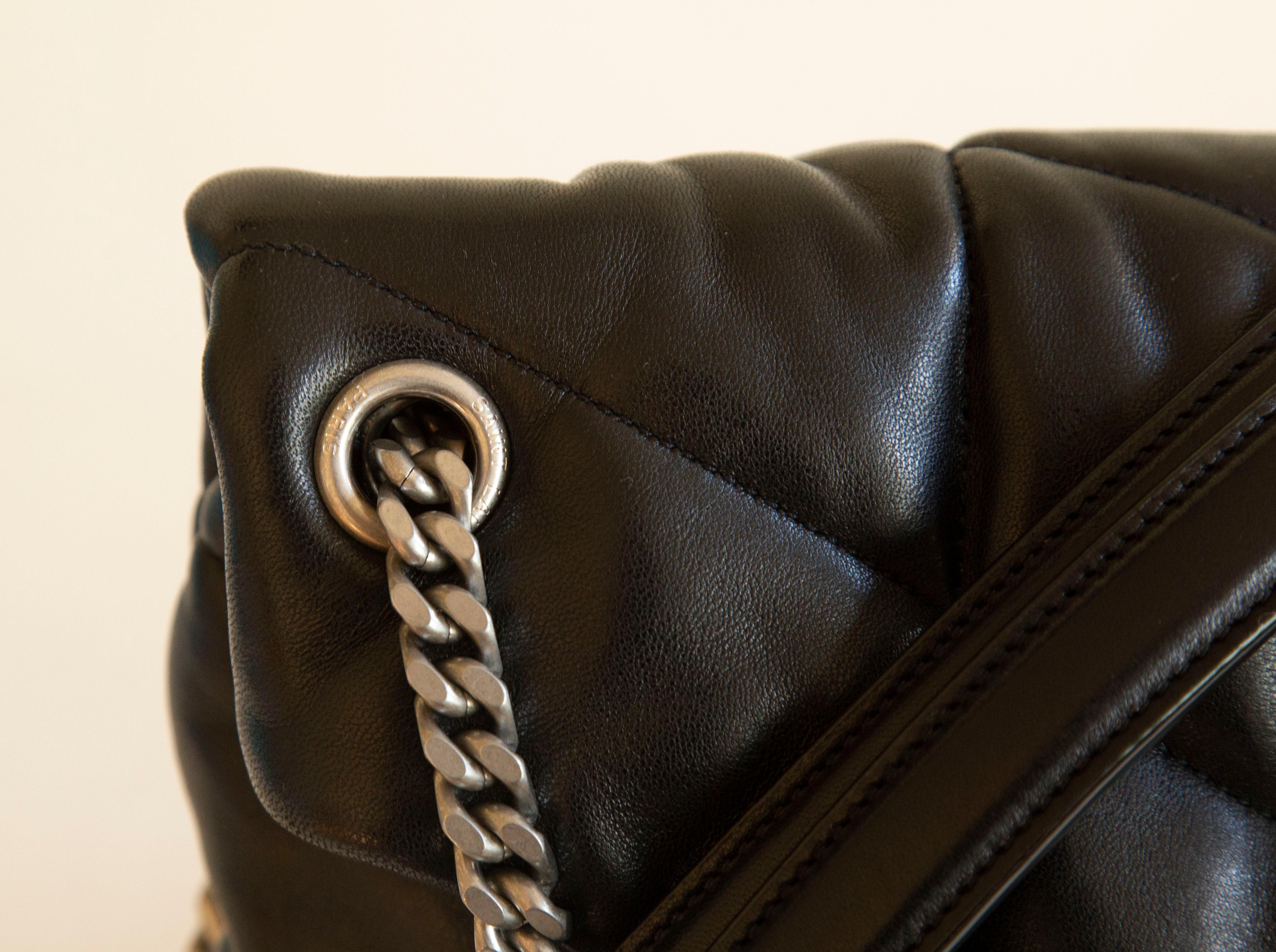 Saint Laurent Puffer Medium Shoulder Bag in Black Leather  4