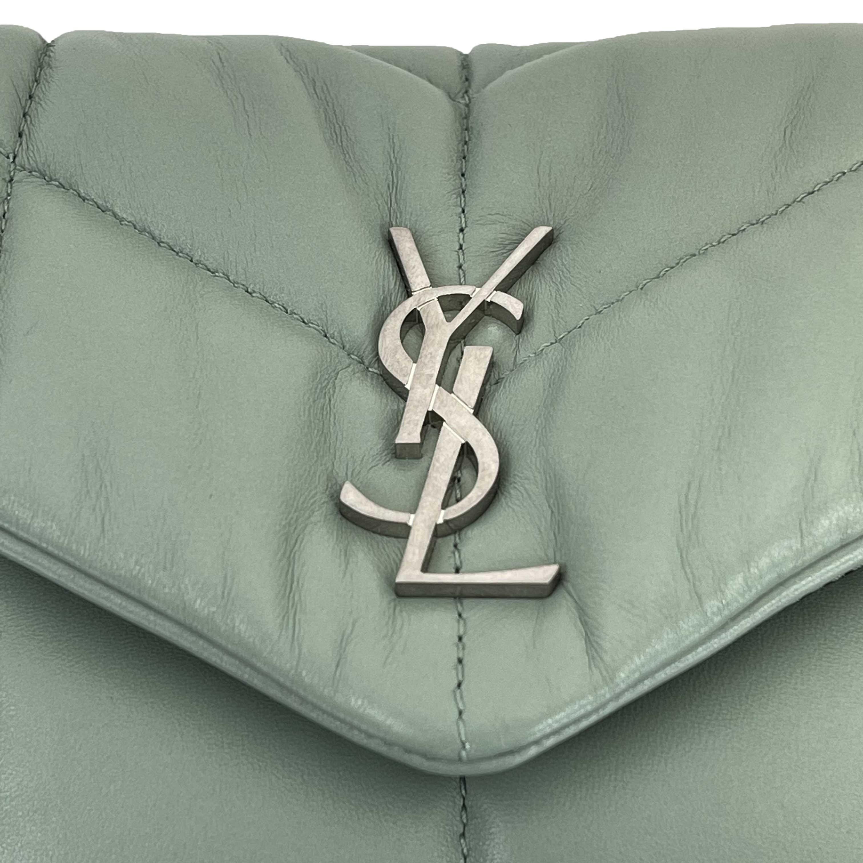 Saint Laurent - Puffer Mint Quilted Leather Mint Green / Silver Toy Crossbody 7