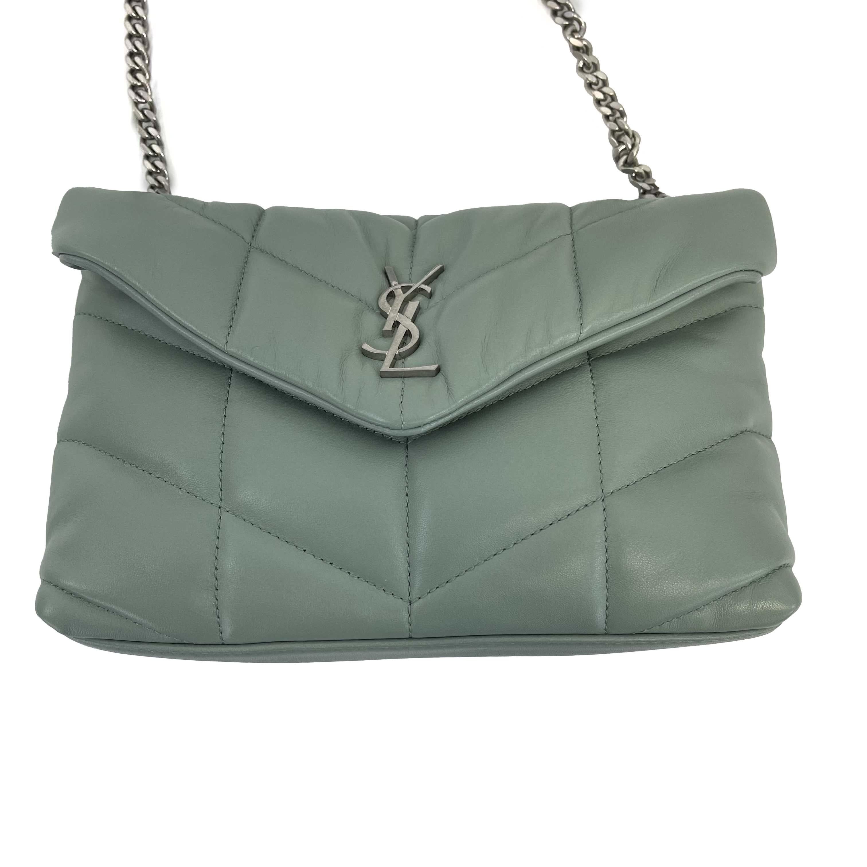 Saint Laurent - Puffer Mint Quilted Leather Mint Green / Silver Toy Crossbody 2