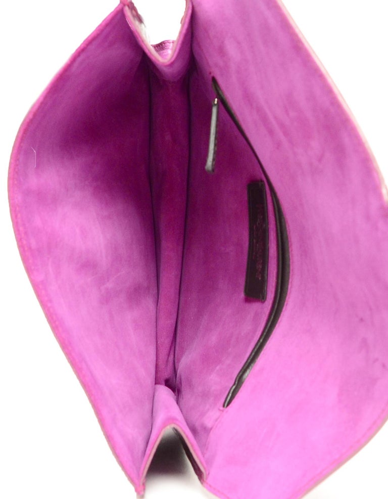 Saint Laurent Purple Eel Skin Y Envelope Clutch Bag For Sale at 1stDibs