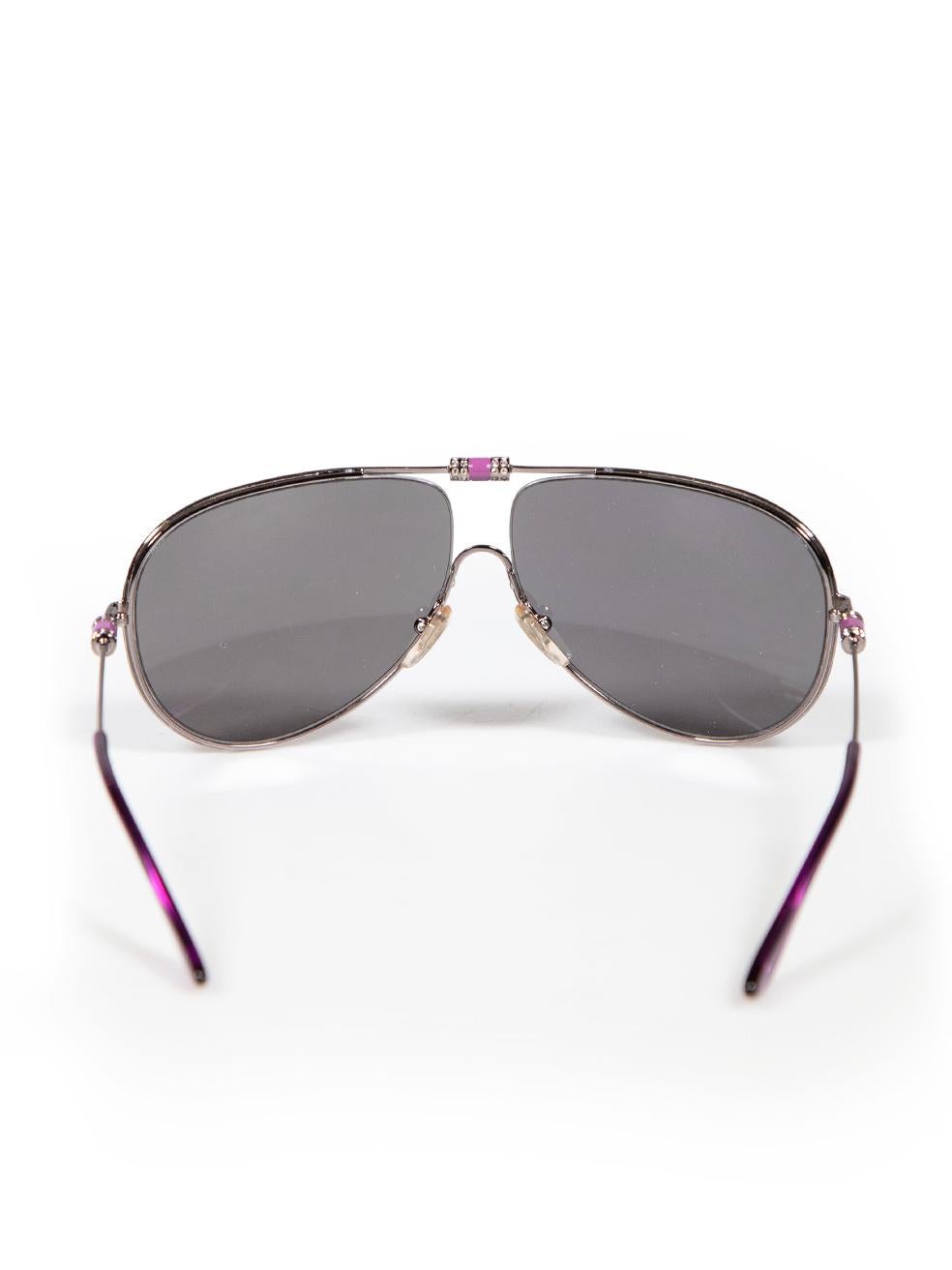 Saint Laurent Purple Embellished Aviator Sunglasses In Good Condition For Sale In London, GB