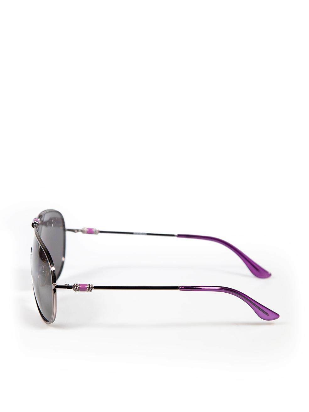 Women's Saint Laurent Purple Embellished Aviator Sunglasses For Sale