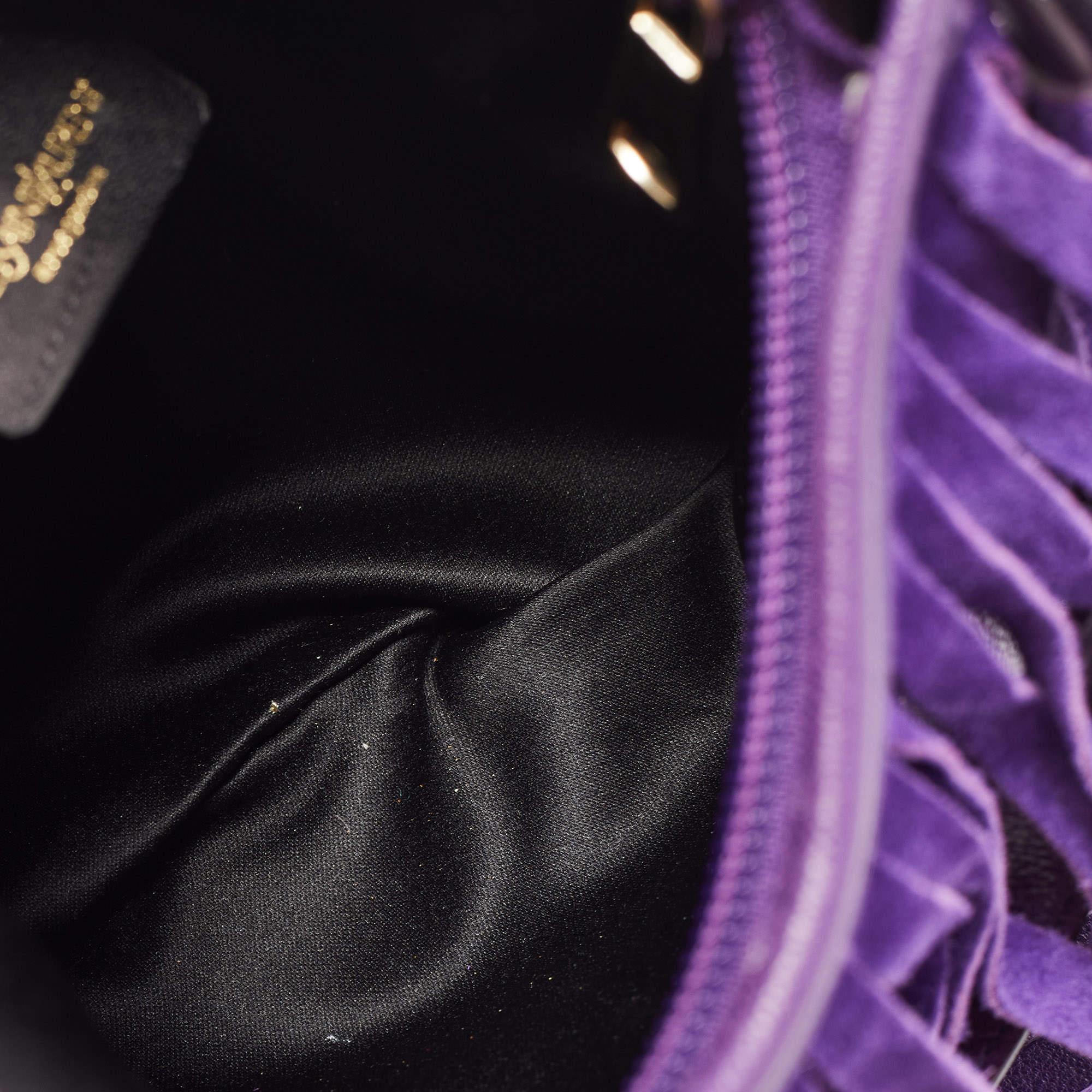 Saint Laurent Purple Fringed Suede And Leather Shoulder Bag 7