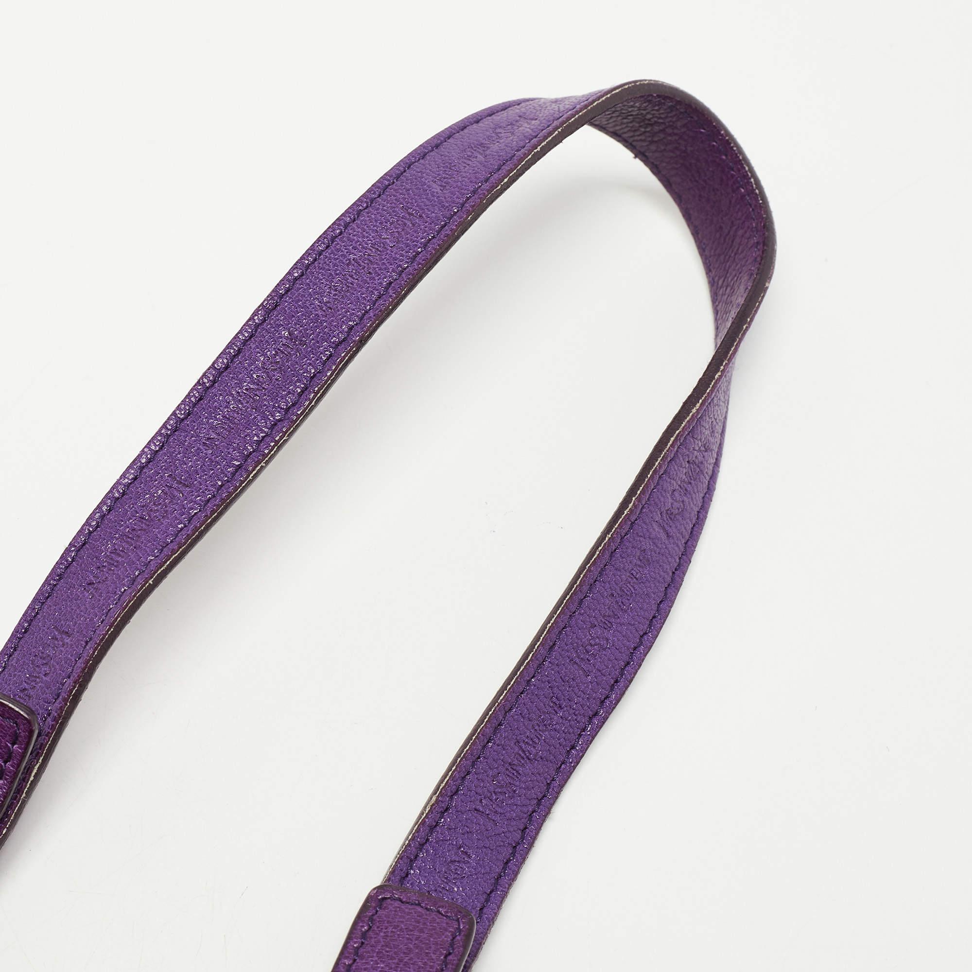 Saint Laurent Purple Fringed Suede And Leather Shoulder Bag 1