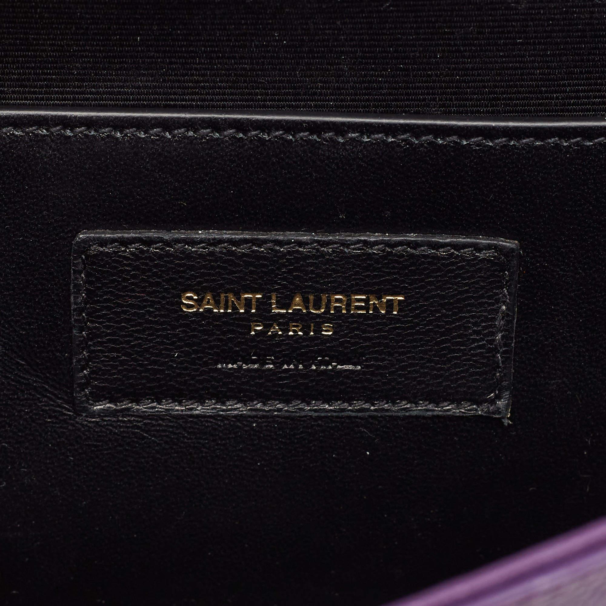 Saint Laurent Purple Leather Monogram Cassandre Clutch 6