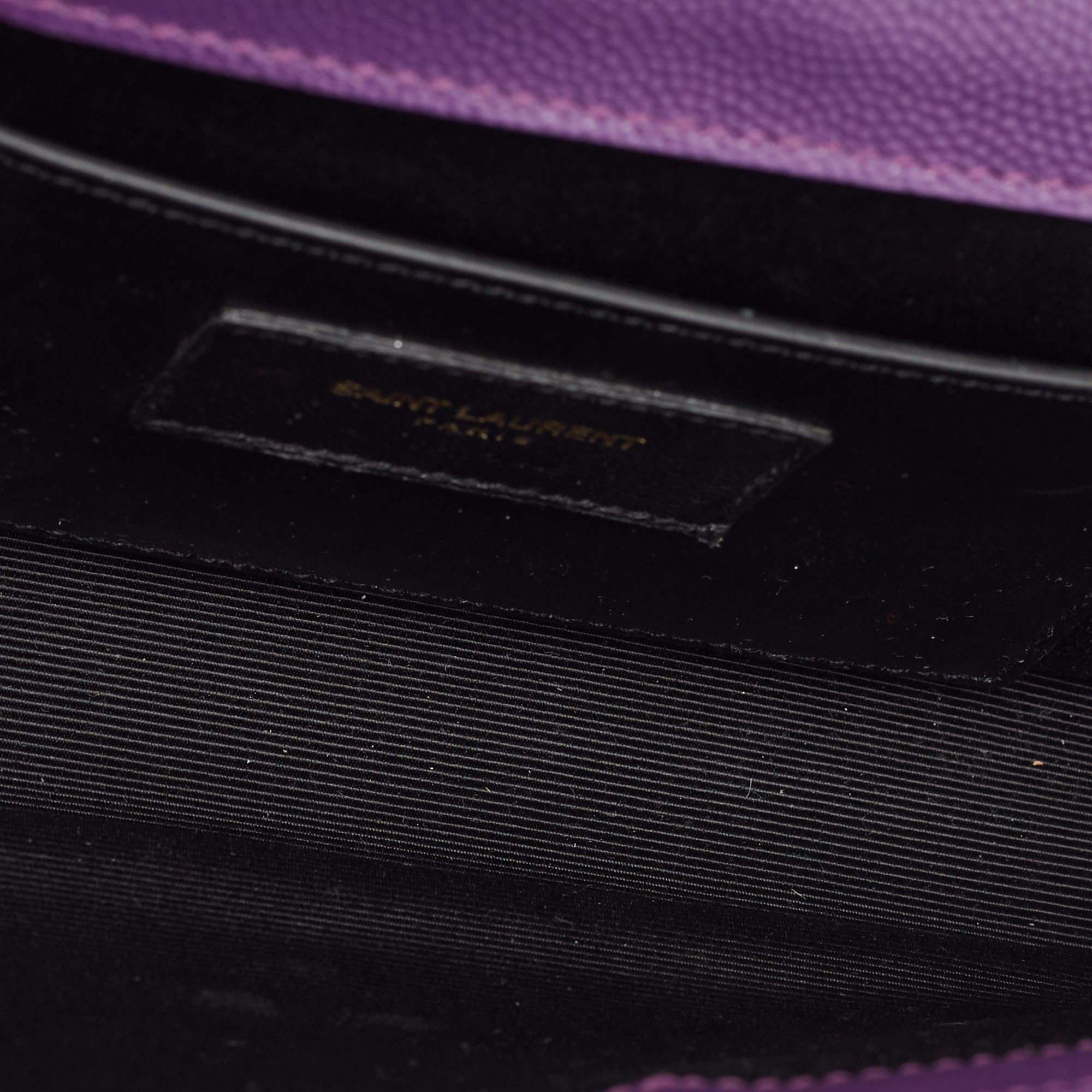 Saint Laurent Purple Leather Monogram Cassandre Clutch 7