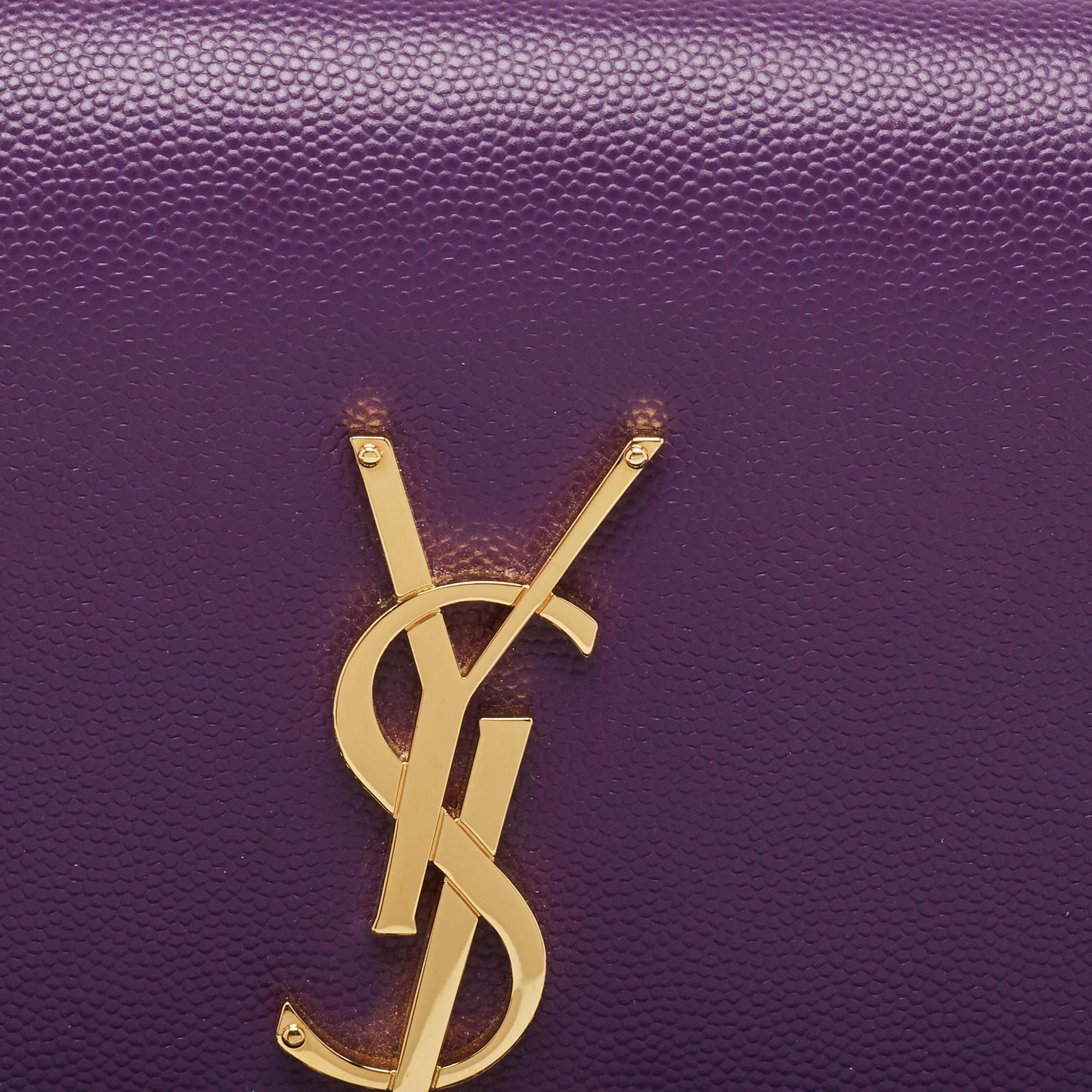 Saint Laurent Purple Leather Monogram Cassandre Clutch 4