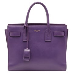 Saint Laurent - Petit sac de jour classique en cuir violet
