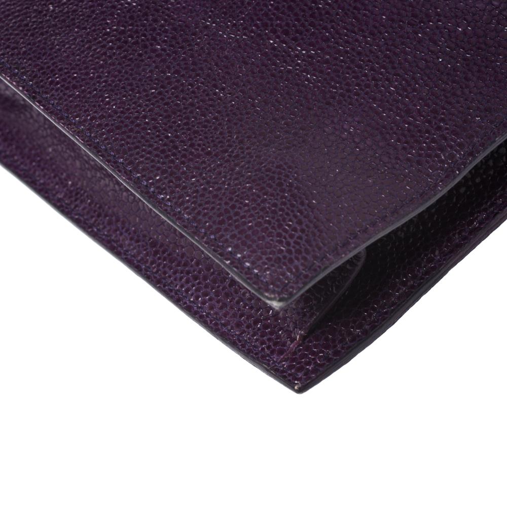 Saint Laurent Purple Leather Y Envelope Clutch 5