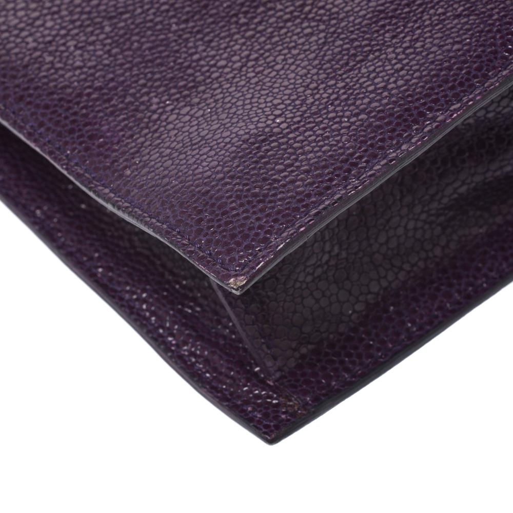 Saint Laurent Purple Leather Y Envelope Clutch 6