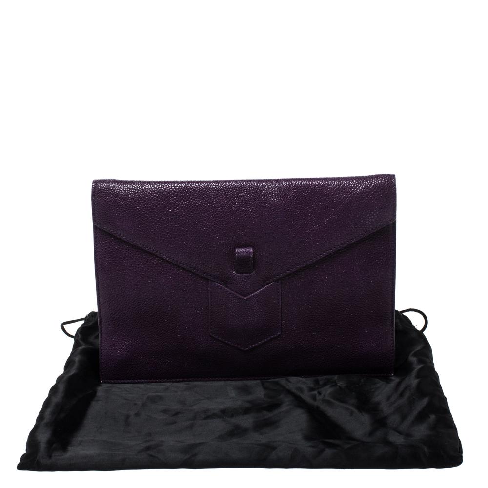 Saint Laurent Purple Leather Y Envelope Clutch 7