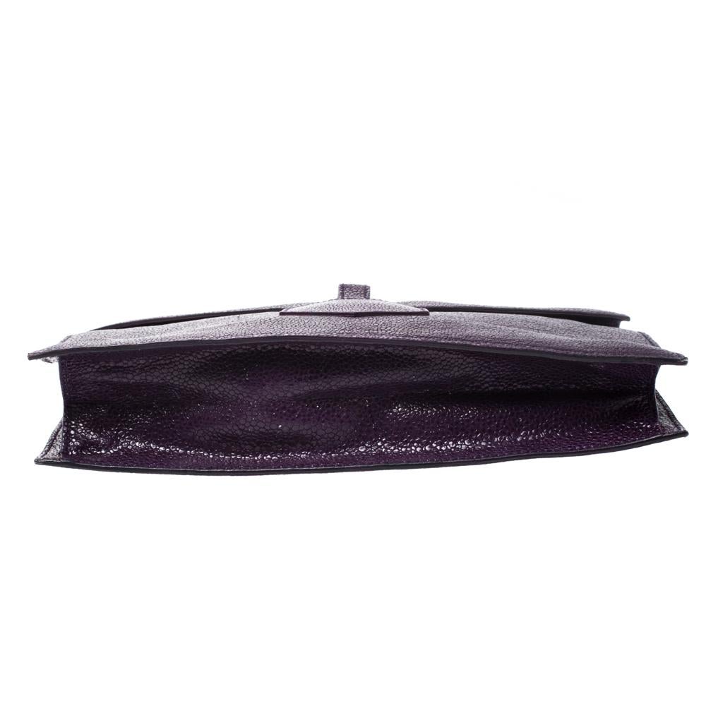 Women's Saint Laurent Purple Leather Y Envelope Clutch