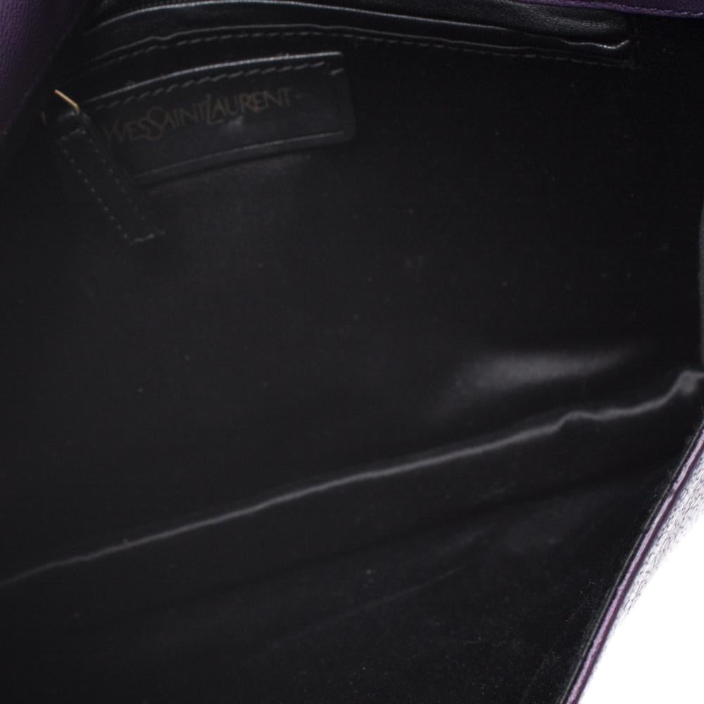 Saint Laurent Purple Leather Y Envelope Clutch 3