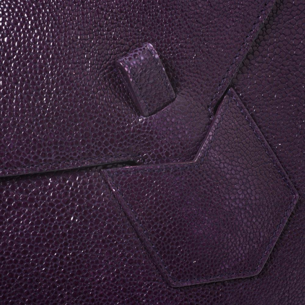 Saint Laurent Purple Leather Y Envelope Clutch 4