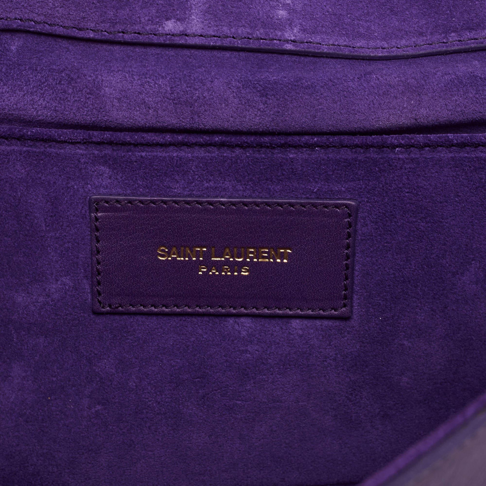 Saint Laurent Purple Leather Y-Ligne Clutch 8