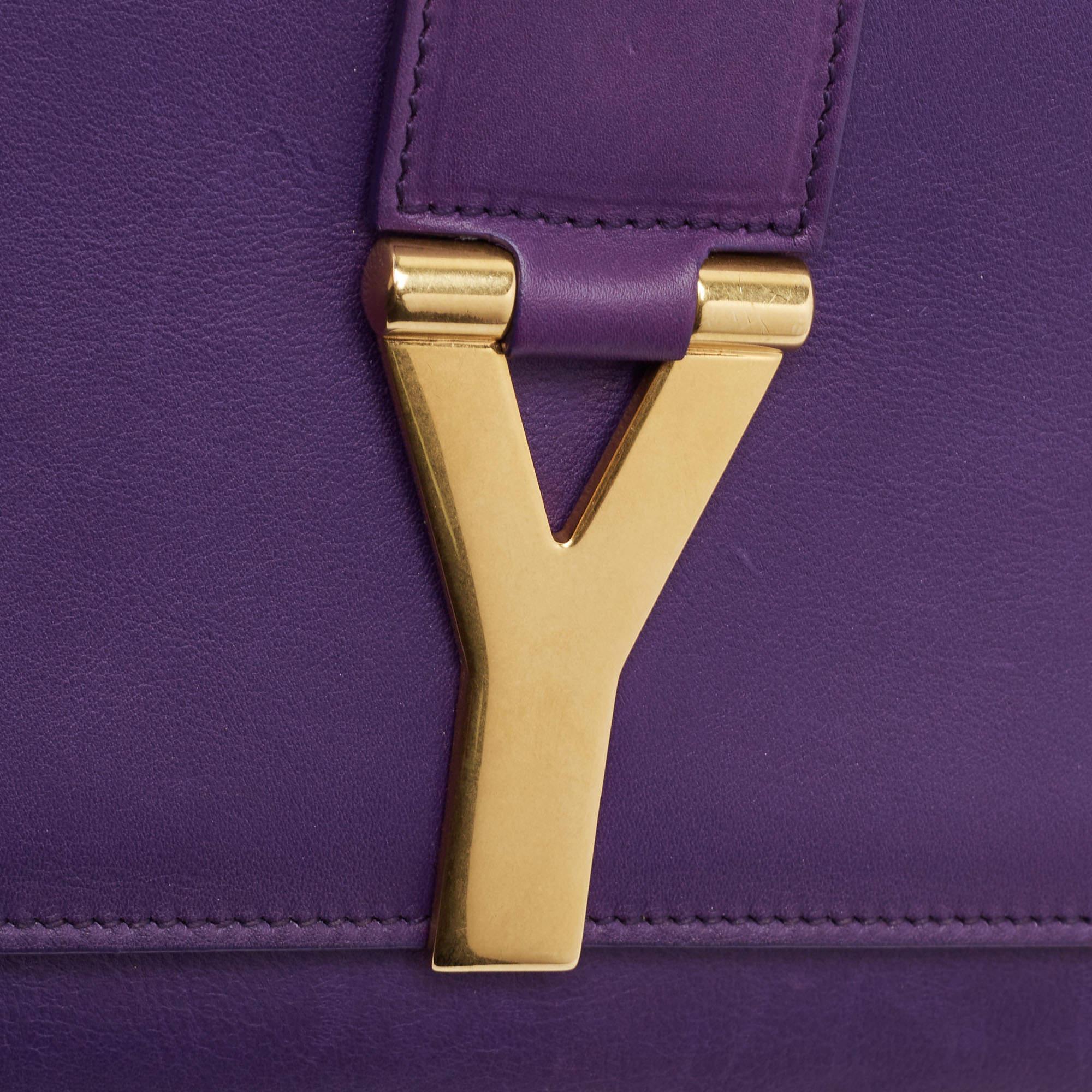 Saint Laurent Purple Leather Y-Ligne Clutch 10