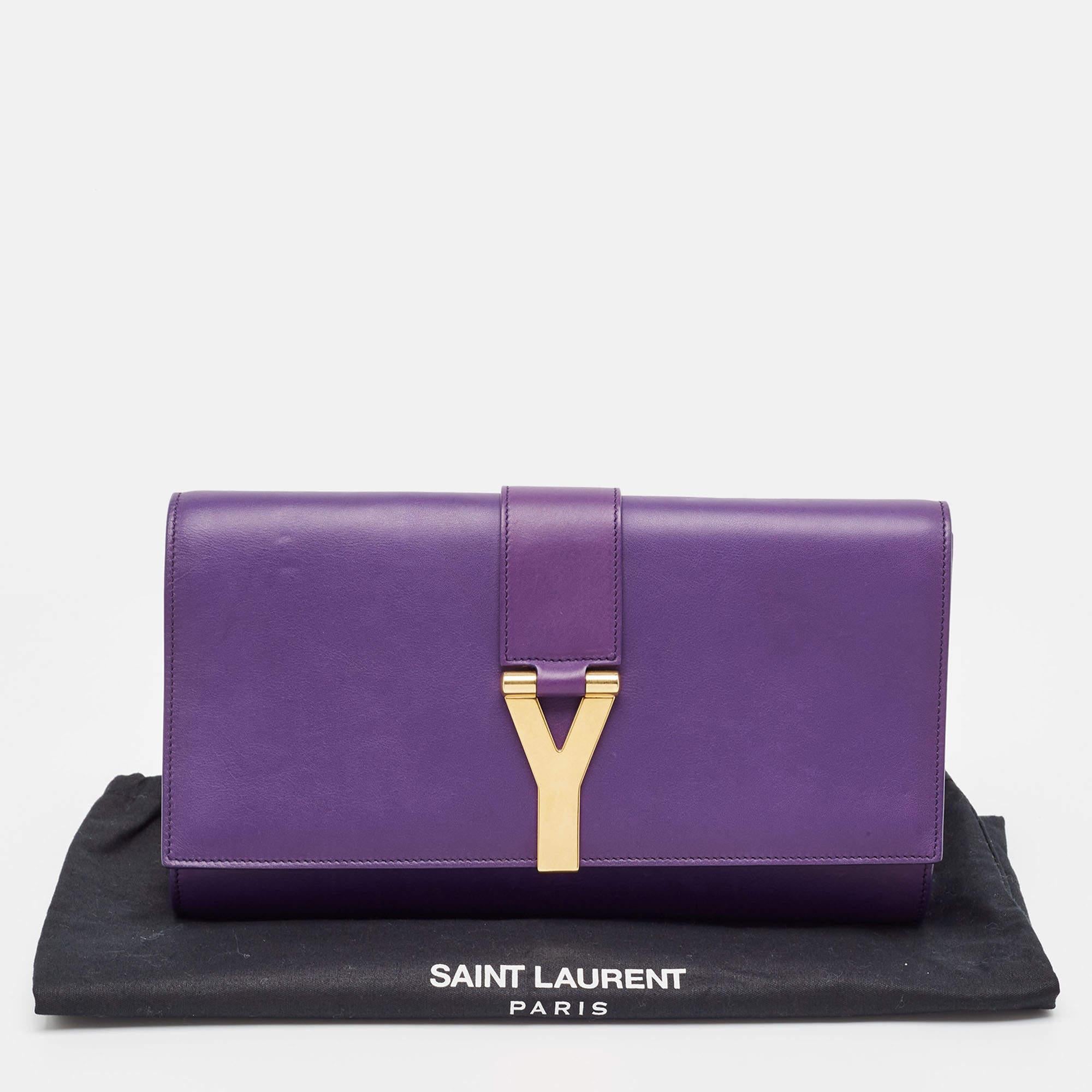 Saint Laurent Purple Leather Y-Ligne Clutch 1