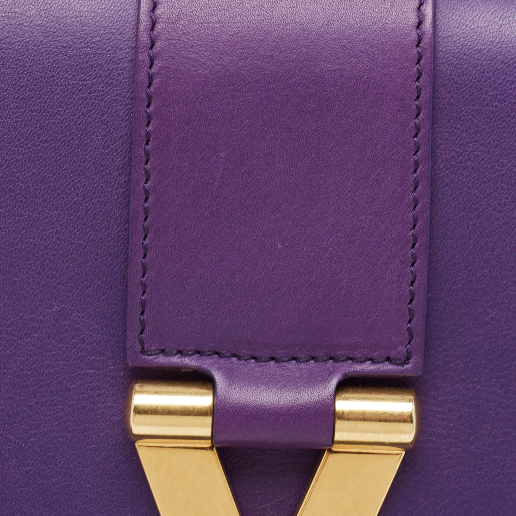Saint Laurent Purple Leather Y-Ligne Clutch 3