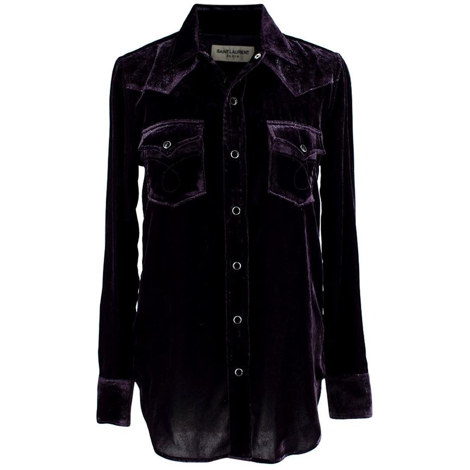 Saint Laurent Purple Metallic Velvet Shirt  M