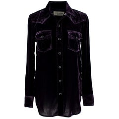 Saint Laurent Lila Metallic Samt Hemd M