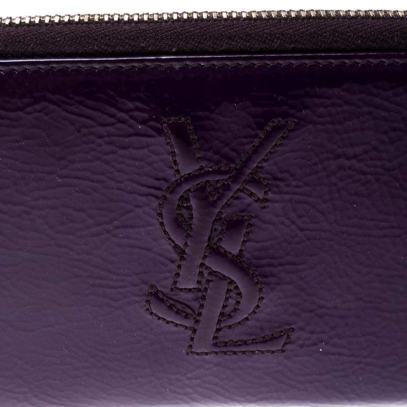 Saint Laurent Purple Patent Leather Belle de Jour Zip Around Wallet 4
