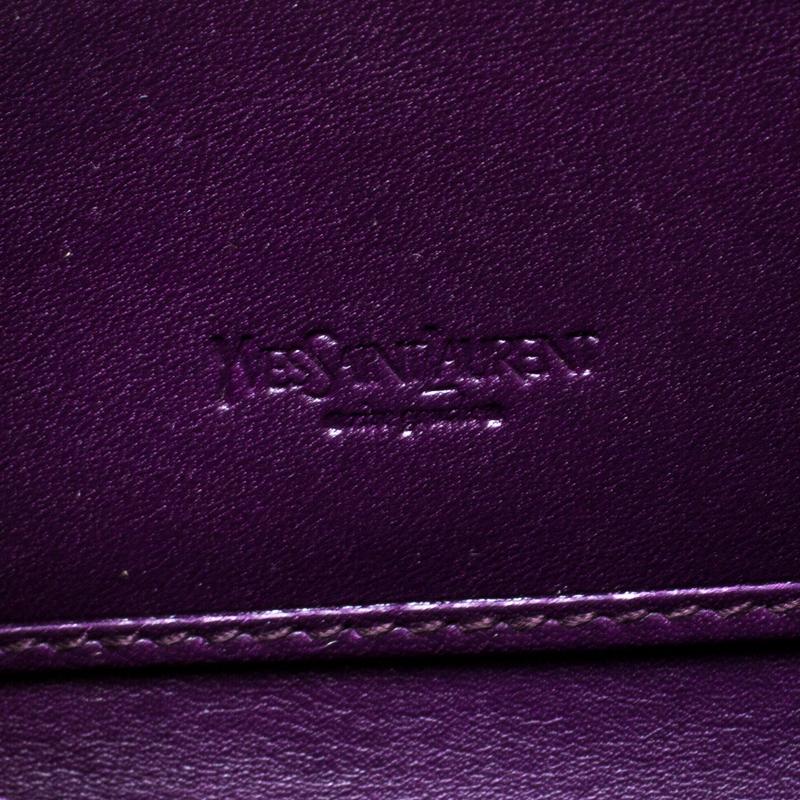 Black Saint Laurent Purple Patent Leather Belle de Jour Zip Around Wallet