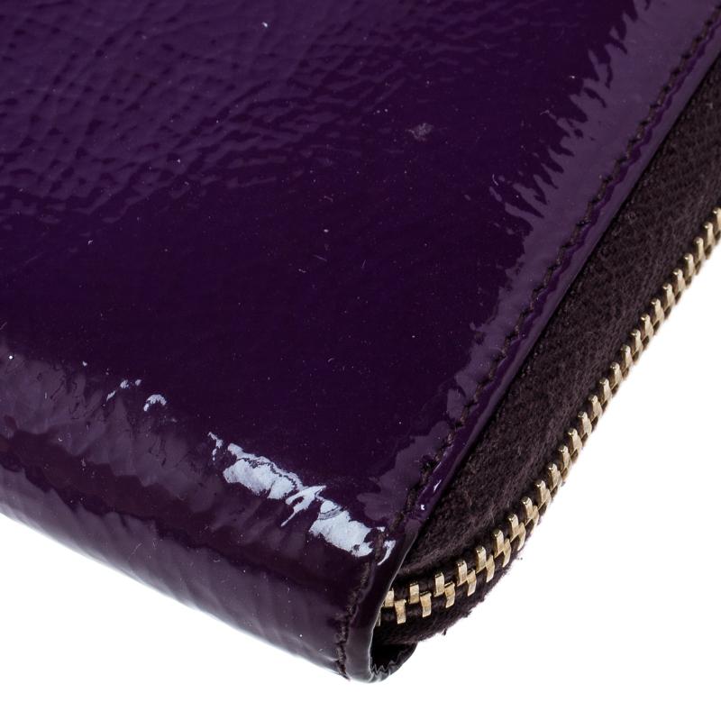 Saint Laurent Purple Patent Leather Belle de Jour Zip Around Wallet 2
