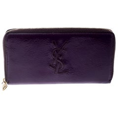 Saint Laurent Purple Patent Leather Belle de Jour Zip Around Wallet