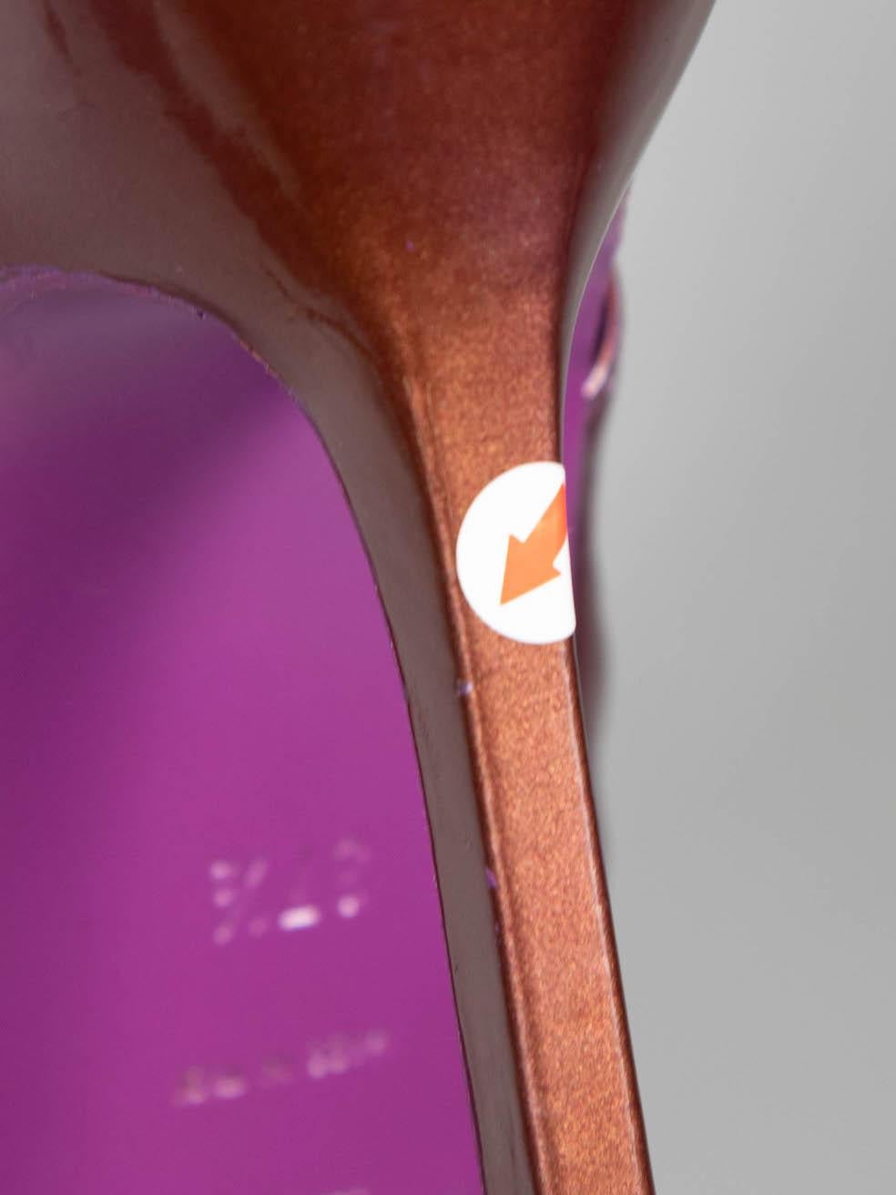 Saint Laurent Purple Patent Platform Slingback Heels Size IT 37.5 For Sale 1