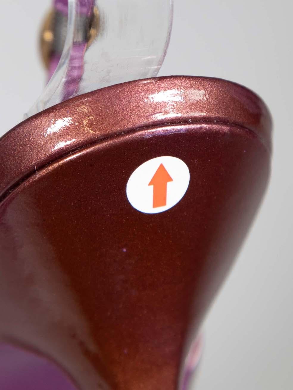 Saint Laurent talons à talons compensés violets, taille IT 37,5 en vente 2