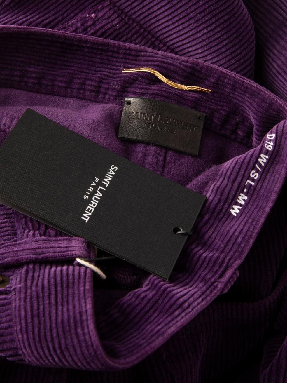 Saint Laurent - Pantaloni slim in velluto a coste viola - taglia XS In condizioni Nuovo in vendita a London, GB