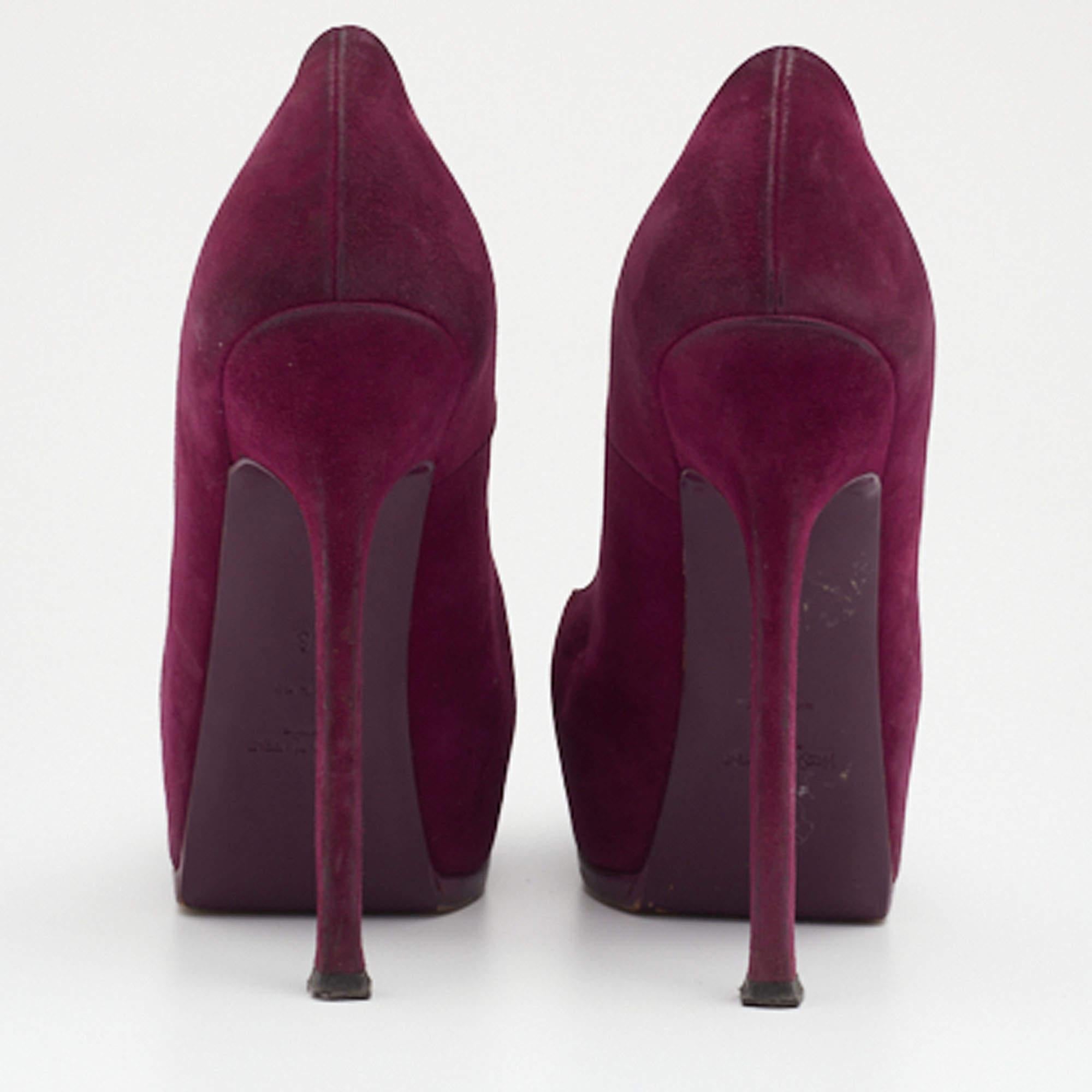  Saint Laurent escarpins Tribtoo en daim violet, taille 38 Pour femmes 