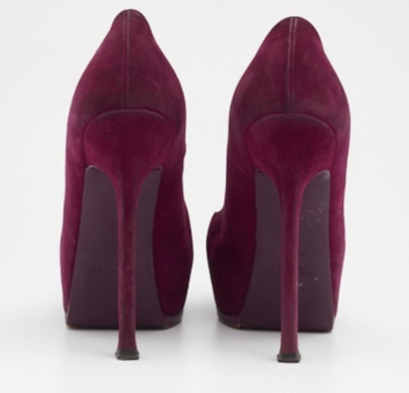 Saint Laurent Purple Suede Tribtoo Pumps Size 38 For Sale 3