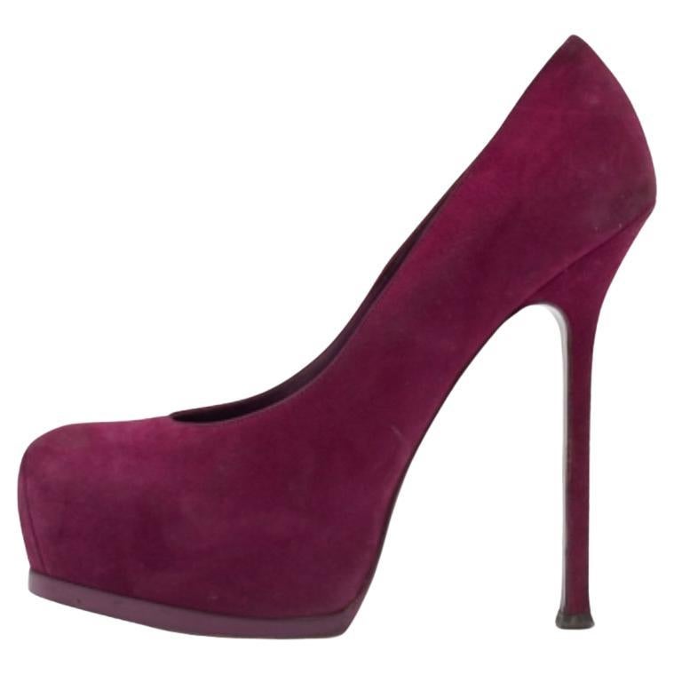 Saint Laurent Purple Suede Tribtoo Pumps Size 38 For Sale