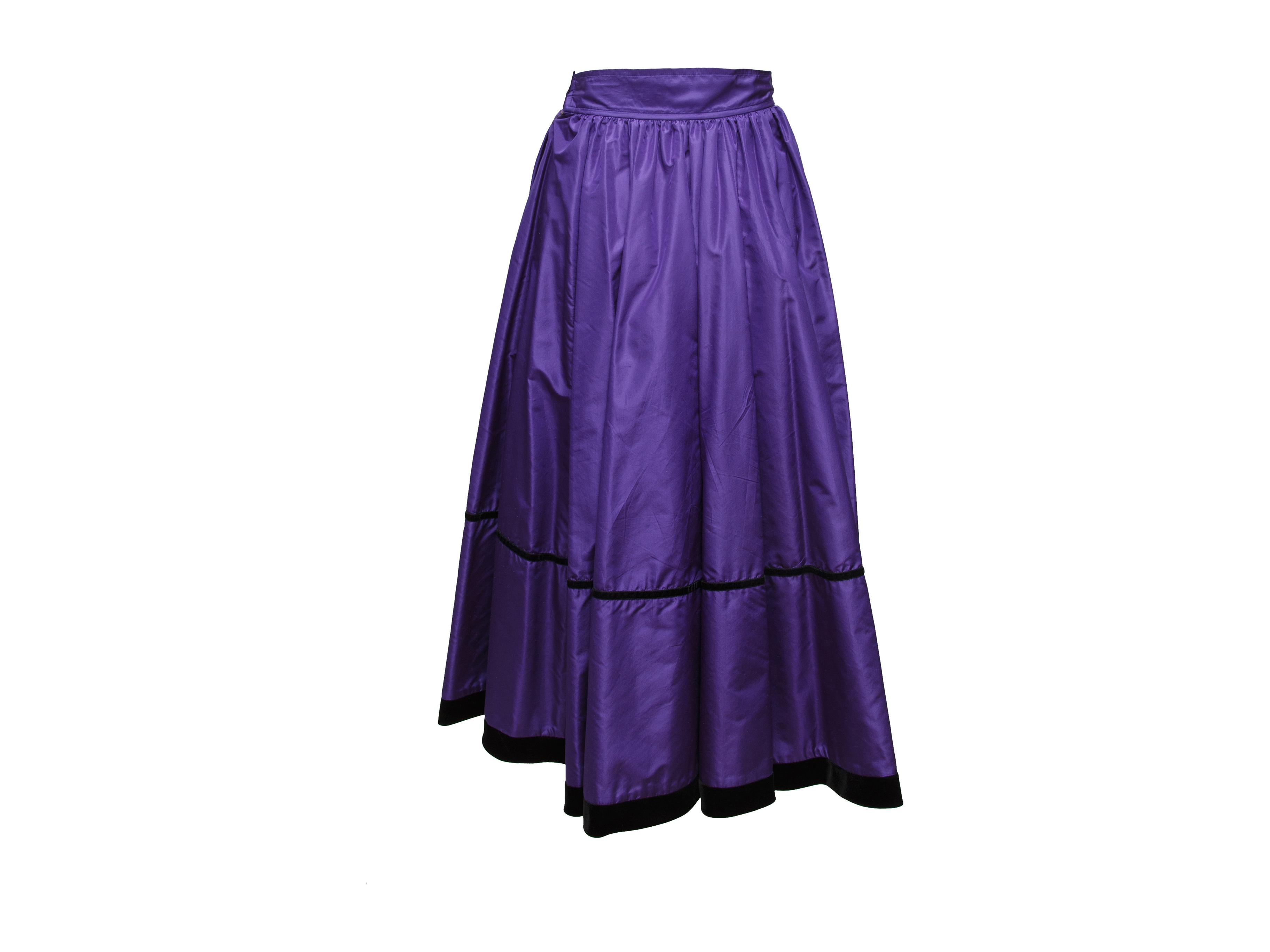 Saint Laurent Purple Velvet-Trimmed Skirt In Good Condition In New York, NY