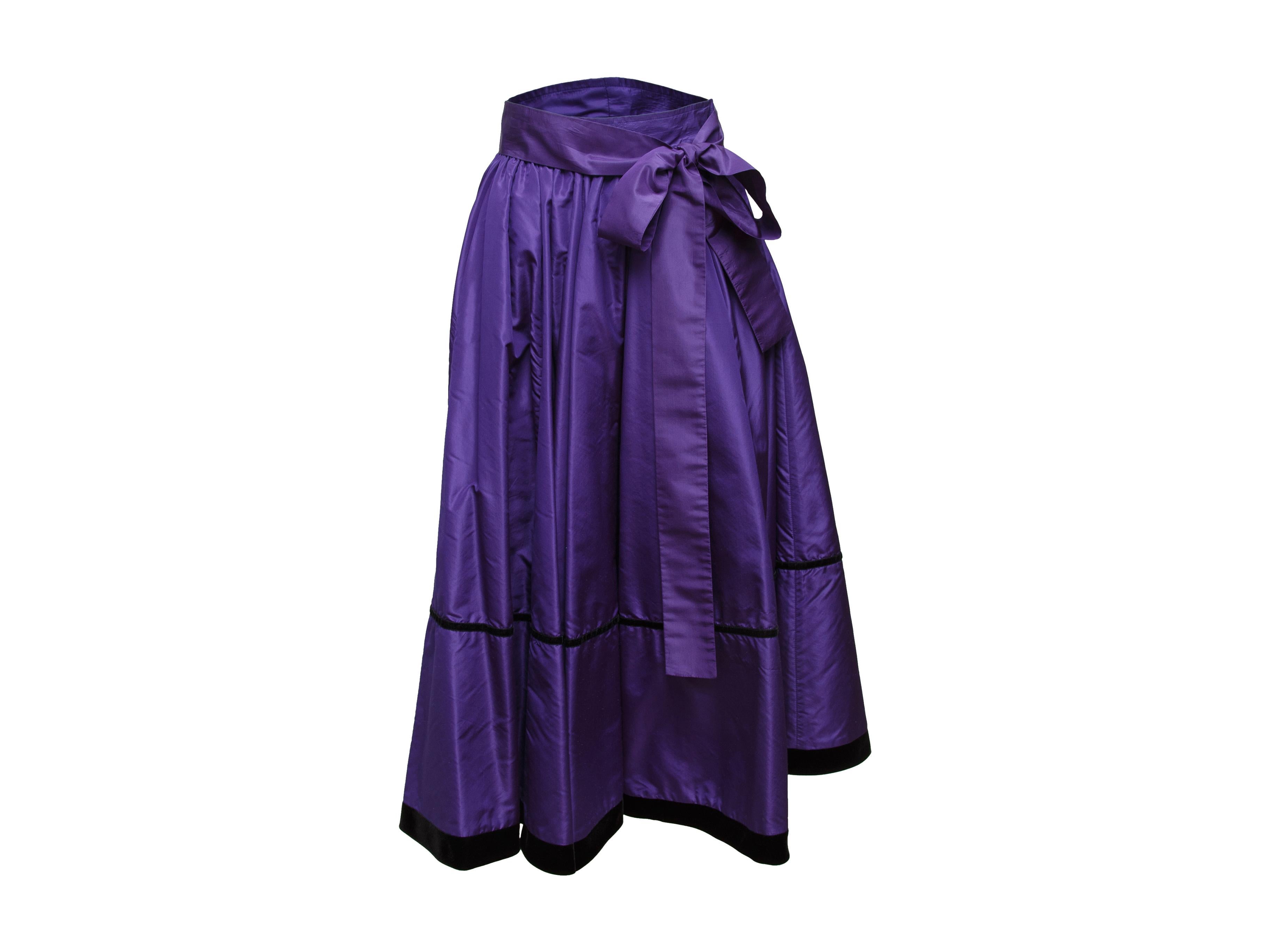 Women's Saint Laurent Purple Velvet-Trimmed Skirt