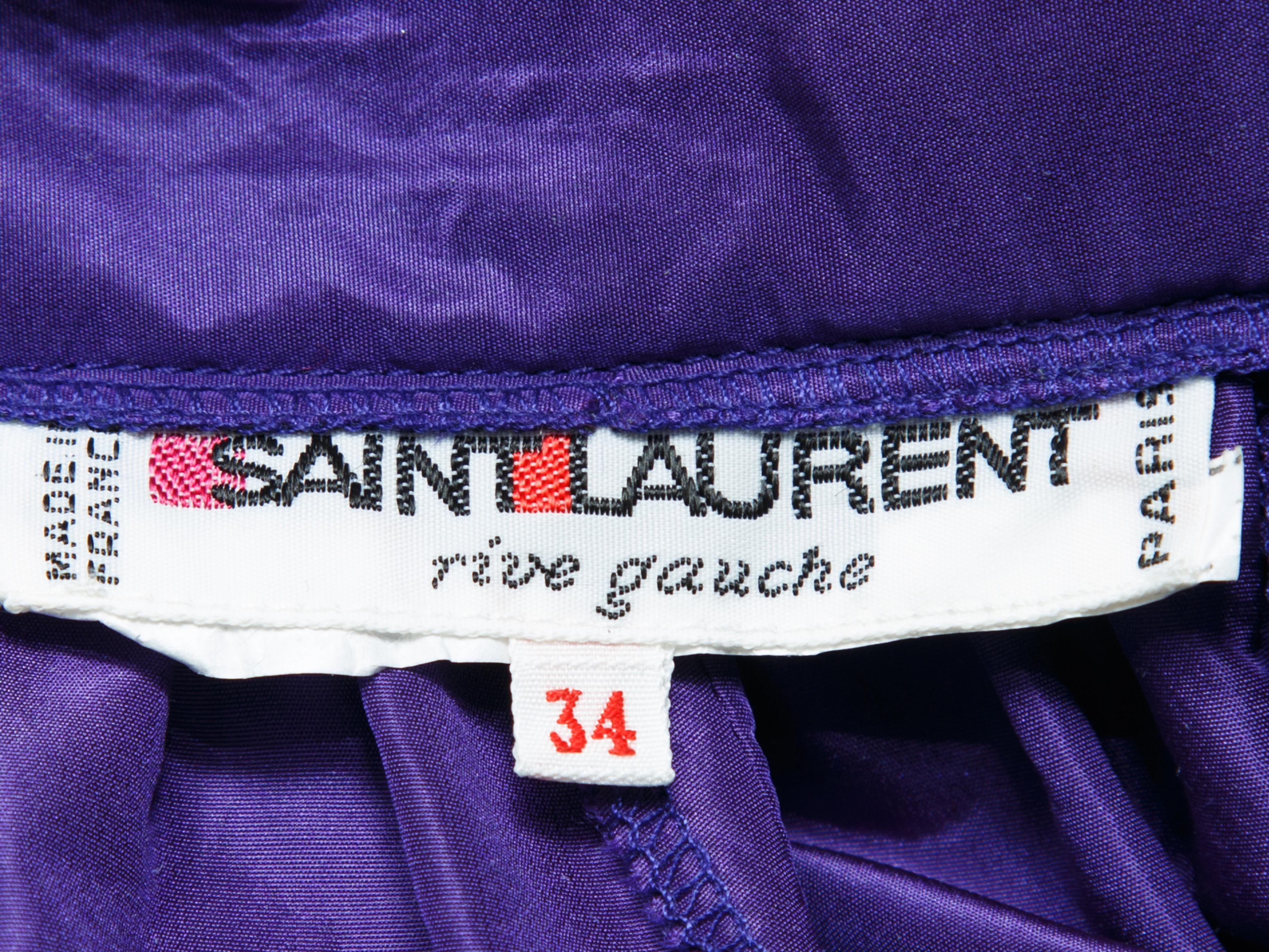 Saint Laurent Purple Velvet-Trimmed Skirt 1