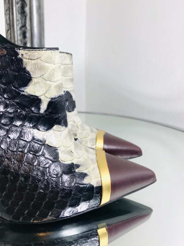 Saint  Laurent Python Ankle Booties. Size 37.5 In New Condition For Sale In London, GB