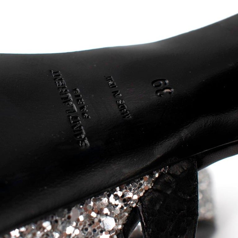 Saint Laurent Python, Glitter and Ponyskin Platform Sandals For Sale at ...