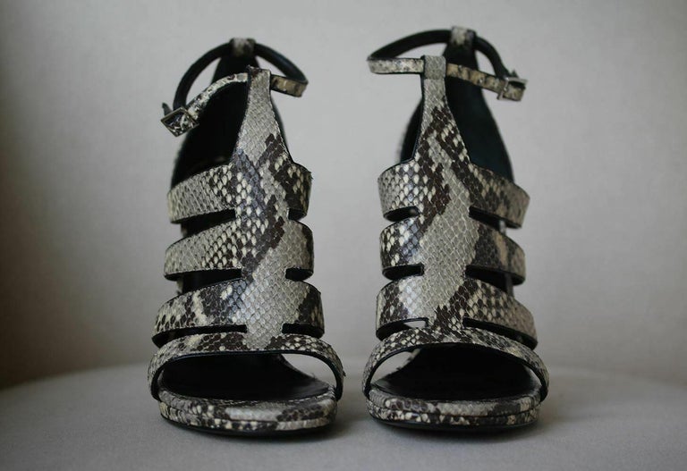 Saint Laurent Python-Print Cutout Sandals For Sale at 1stDibs