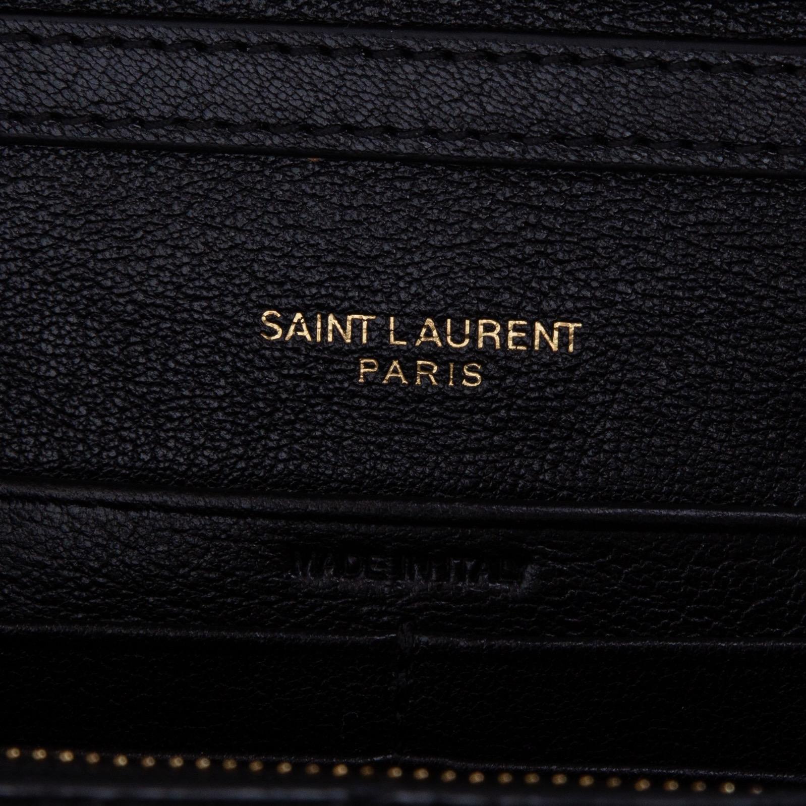 Saint Laurent Quilted Black Lambskin Chain Mini Becky Bag For Sale 1